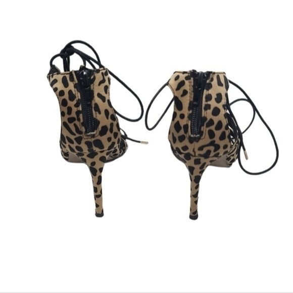 Asos Husky Animal Print Lace Up Heels 5.5 - Picture 6 of 9